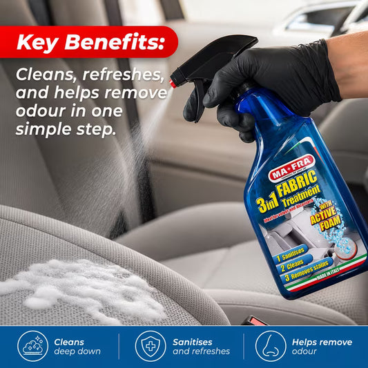 MaFra 3-in-1 Fabric Treatment 500ml- Car Interior Cleaner for Plastic, Leather, Vinyl & RubberCar Upholstery Seat Cleaner