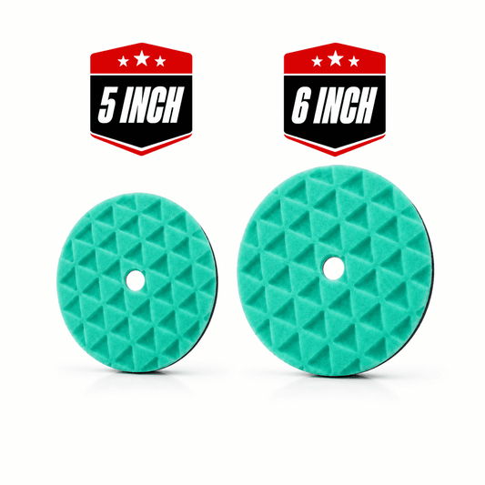 Diamond cut foam polishing pad from Detailing Essentials, showing a close-up of the textured, circular foam pad for car detailing.