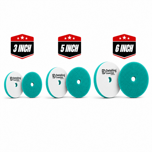 Detailing Essentials flat foam cutting pad for heavy polishing, shown layered with multiple foam sections for effective detailing.