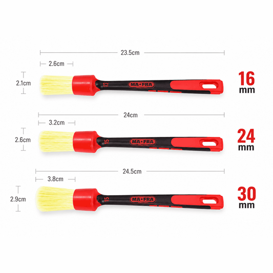 Mafra White Interior Brush cleaner tool with white handle and bristles for car interior cleaning.