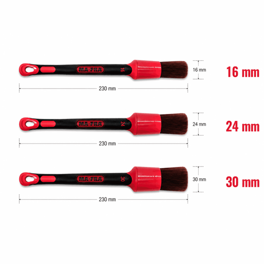 Red Mafra exterior decontamination brush with sturdy handle and bristles for car cleaning and surface decontamination.