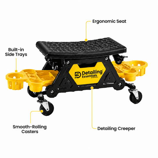 Detailing Essentials Detailing Creeper V2, professional rolling seat for car detailing and undercarriage access.