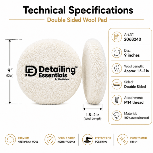 Detailing Essentials Double Sided Wool Pad | Heavy Cutting Buffing Pad - Detailing Essentials