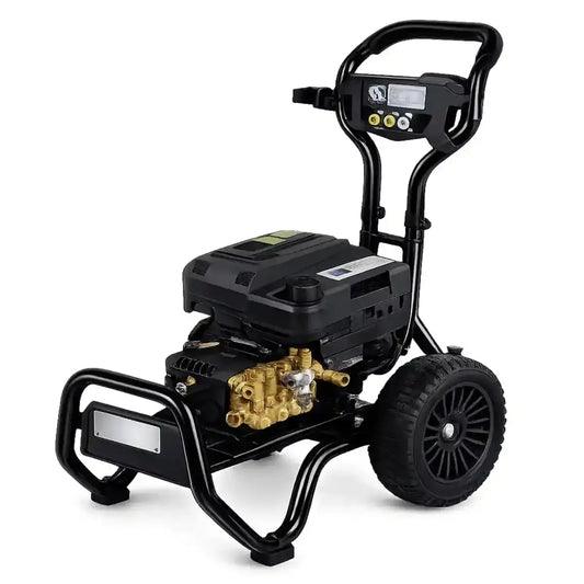 Manmachineworks HRC Pro Kart 10.19 high-pressure car washer with nozzle and hose, designed for powerful vehicle cleaning.