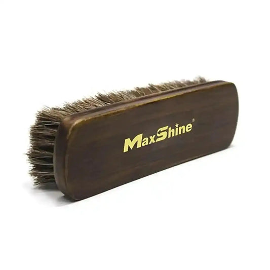 Maxshine leather and textile interior cleaning brush for professional detailing, with durable bristles for effective cleaning.