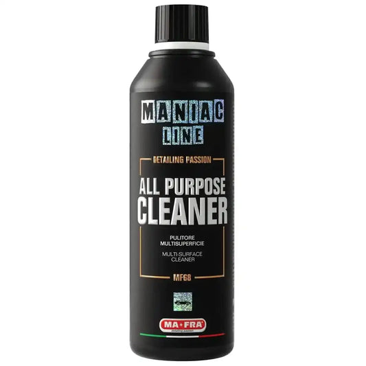 Mafra APC Cleaner for professional interior cleaning, showing a spray bottle and cleaning tools on a workspace.