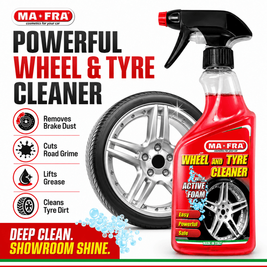 Mafra Wheel & Tyre Cleaner 500ml | Active Foam Alloy Rim & Tyre Cleaner | Removes Brake Dust, Road Grime & Restores Tyre Color | Protects Wheels & Rubber Tyres - Detailing Essentials