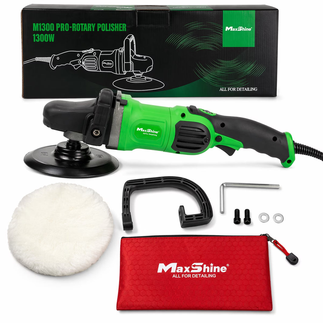 MaxShine M1300 Car Electric Rotary Polisher (1Year), 1300Wt, 7" Disc Size with 5/8" Spindle 6 Speed, Progressive Trigger, Spindle Lock for Heavy Duty Work Polishing Rubbing Buffing Machine