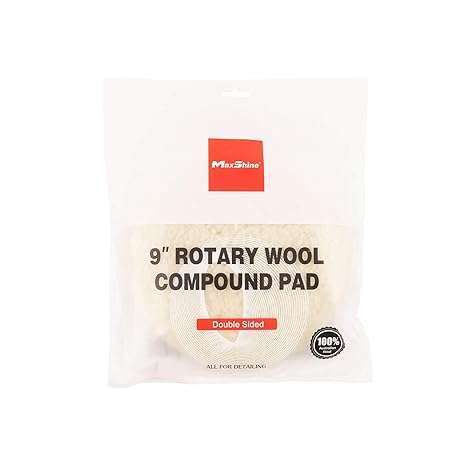 MaxShine 9-inch Australian Wool Compound Pad for rotary polishers, single-sided wool pad for cutting and polishing.
