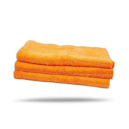 MaxShine Edgeless Orange Microfiber Towel 600 GSM, 40x40cm, pack of 3, soft and absorbent for car detailing or cleaning.