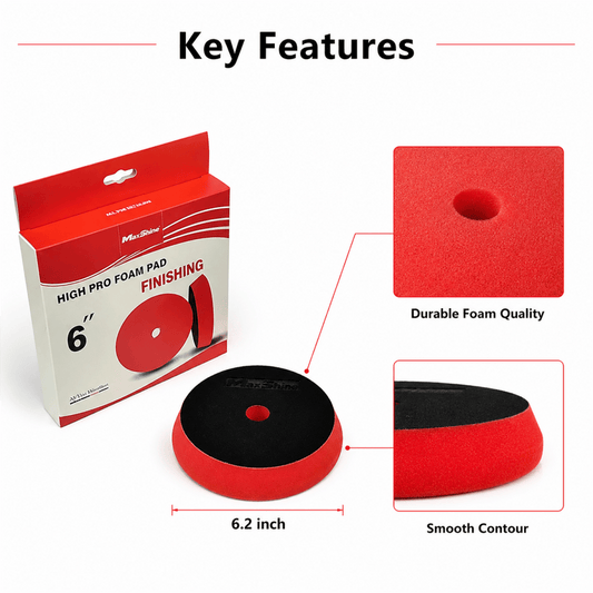 MaxShine High Pro Red Foam Finishing Pad | 5.2 Inch & 6.2 Inch - Detailing Essentials