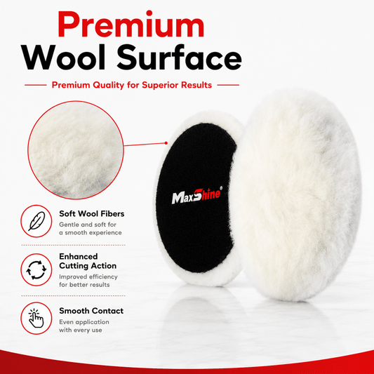 MaxShine Premium Wool Cut & Polish Pad | 3 Inch, 5 Inch & 6 Inch - Detailing Essentials