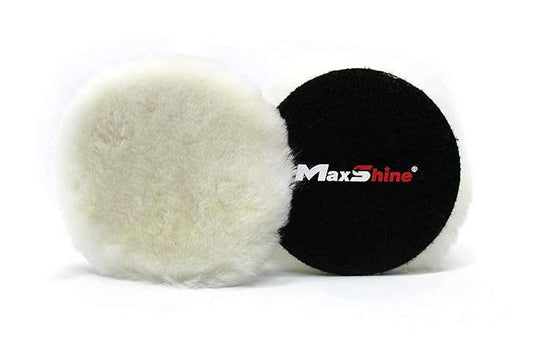 MaxShine Premium Wool Cut & Polish Pads in 3, 5, and 6 inches for car detailing and polishing.