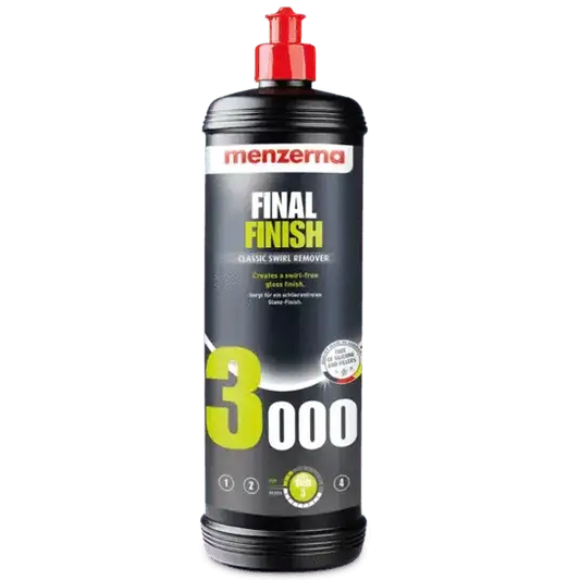 Menzerna Final Finish 3000 high gloss car polish foam pad for smooth, polished vehicle surfaces.