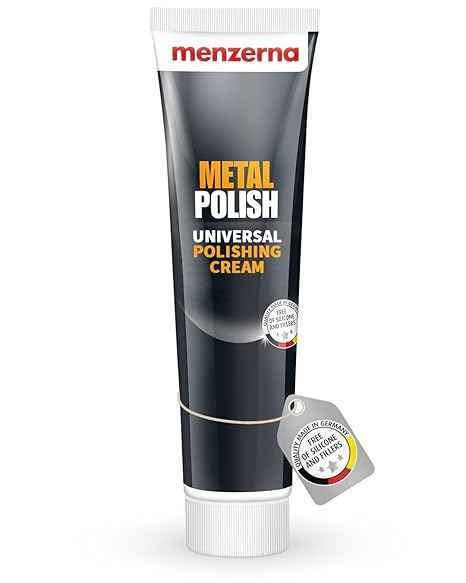 Menzerna Metal Polish Universal Polishing Cream in 125g jar, used for restoring and shining metal surfaces.