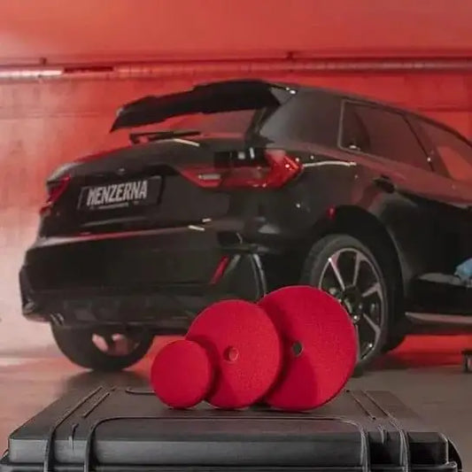 Menzerna Premium Heavy Cut Red Foam Pad, 7-inch car polishing foam pad for polishing and paint correction.