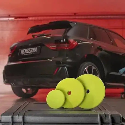 Menzerna Premium Soft Cut Foam Pad Green 6 Inch for car polishing, showing a green foam polishing pad with a 6-inch diameter.