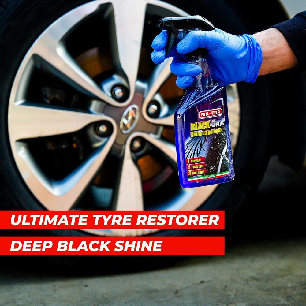 MAFRA Black 3Plus and 500ml Tire Blackener & Shiner | Renews, Softens & Protects Car Tyres
