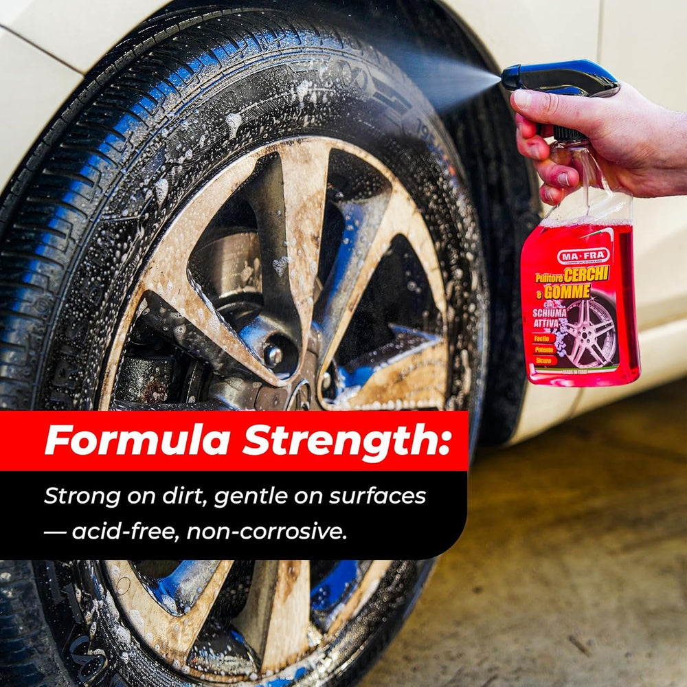 Wheel & Tyre Cleaner 500ml | Active Foam Alloy Rim & Tyre Cleaner | Removes Brake Dust, Road Grime & Restores Tyre Color | Protects Wheels & Rubber Tyres
