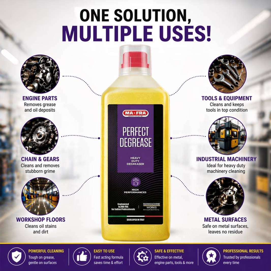 MAFRA Heavy Duty Perfect Degreaser (1:9 Dilution) – Multi-Purpose Engine, Wheel Rim & Iron Cleaner for Car, Bike & Commercial Vehicles | Grease & Dirt Remover for Professional Use (Pack Of 1)