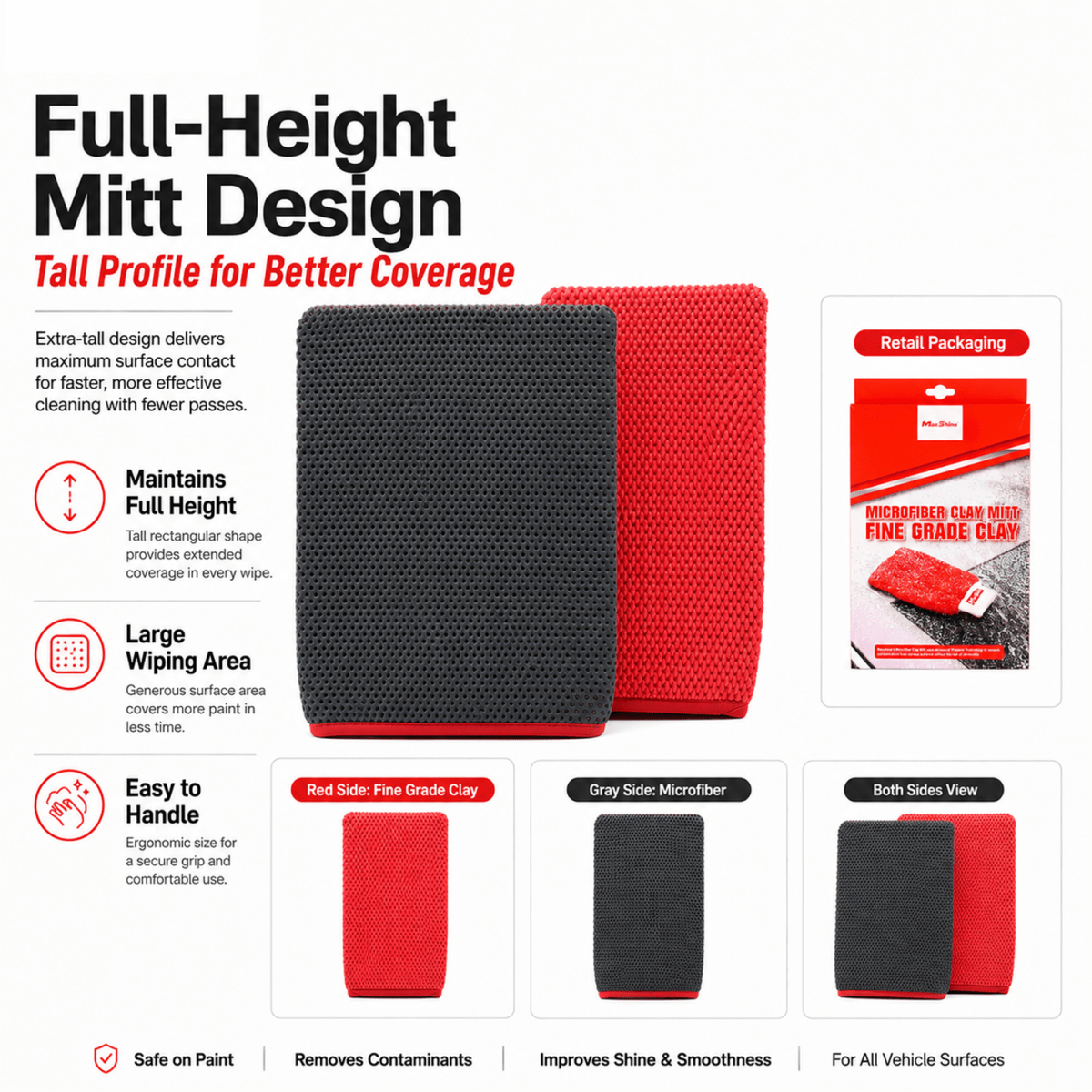 Clay Mitt Fine Grade | Surface Decontamination Mitt for Car Paint - Detailing Essentials