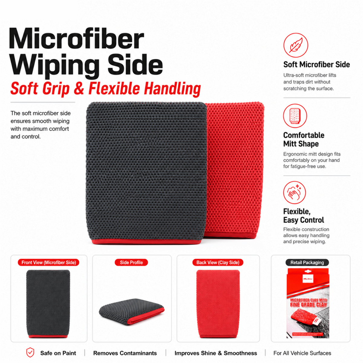 Clay Mitt Fine Grade | Surface Decontamination Mitt for Car Paint - Detailing Essentials
