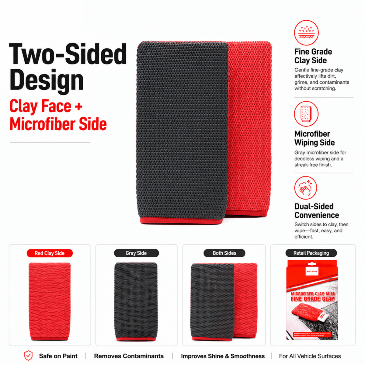 Clay Mitt Fine Grade | Surface Decontamination Mitt for Car Paint - Detailing Essentials