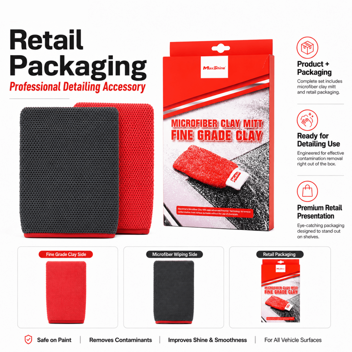 Clay Mitt Fine Grade | Surface Decontamination Mitt for Car Paint - Detailing Essentials