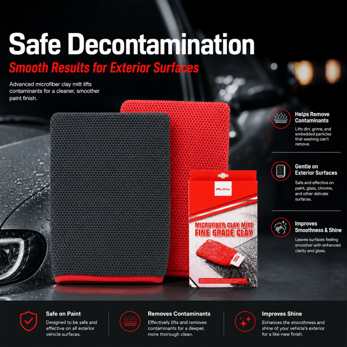 Clay Mitt Fine Grade | Surface Decontamination Mitt for Car Paint - Detailing Essentials