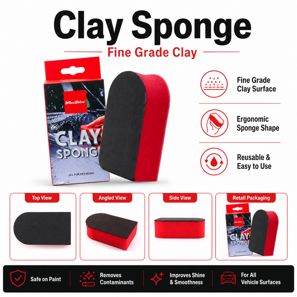 Clay Sponge | Surface Contamination Removal Sponge for Car Detailing - Detailing Essentials