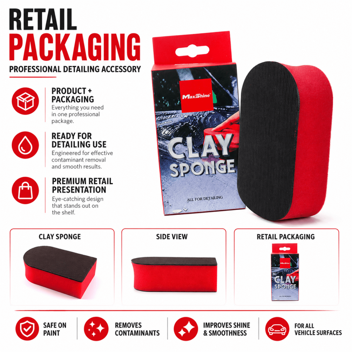 Clay Sponge | Surface Contamination Removal Sponge for Car Detailing - Detailing Essentials