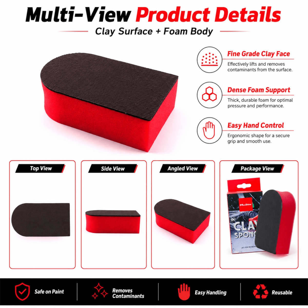 Clay Sponge | Surface Contamination Removal Sponge for Car Detailing - Detailing Essentials