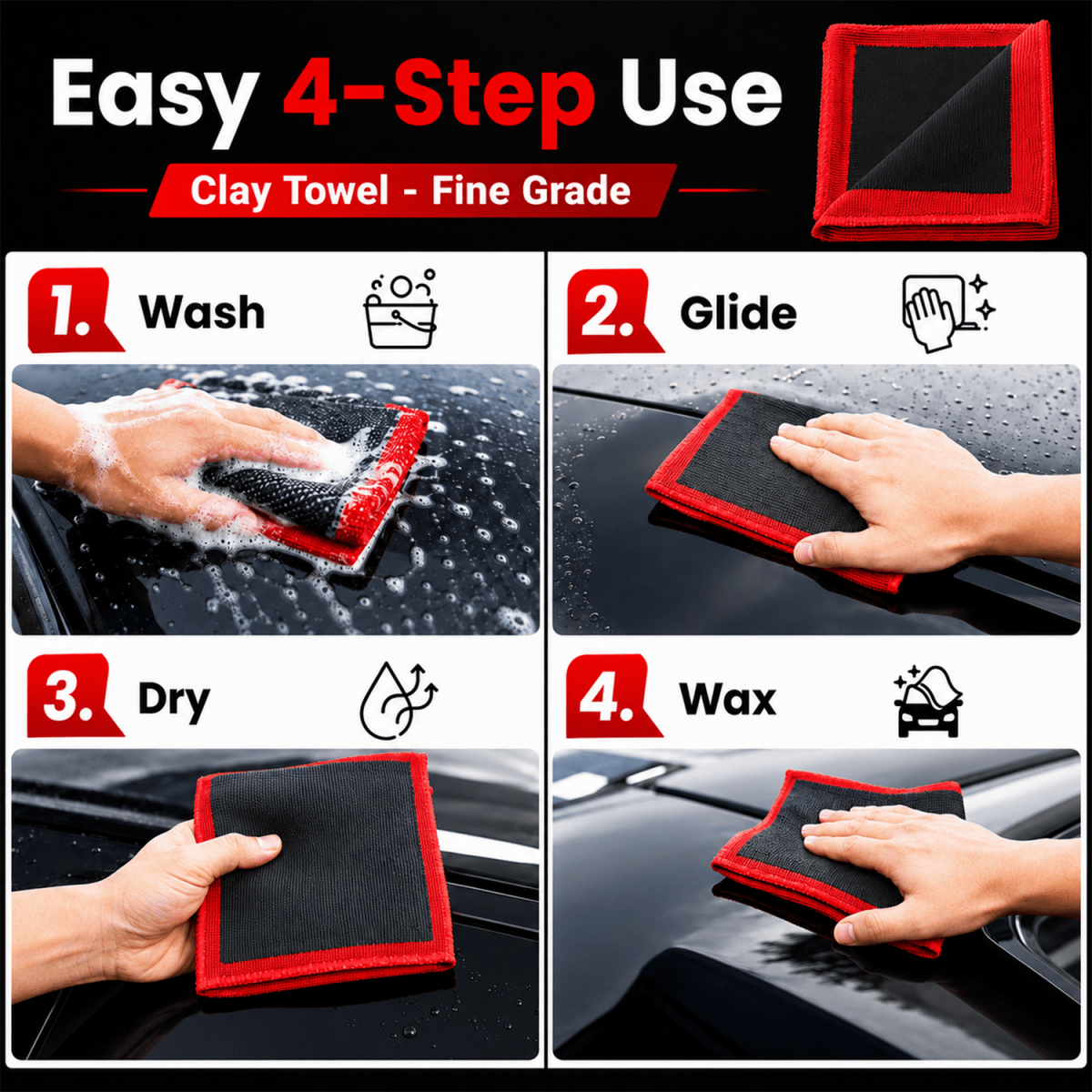 Clay Towel Fine Grade | Professional Car Paint Decontamination Towel - Detailing Essentials