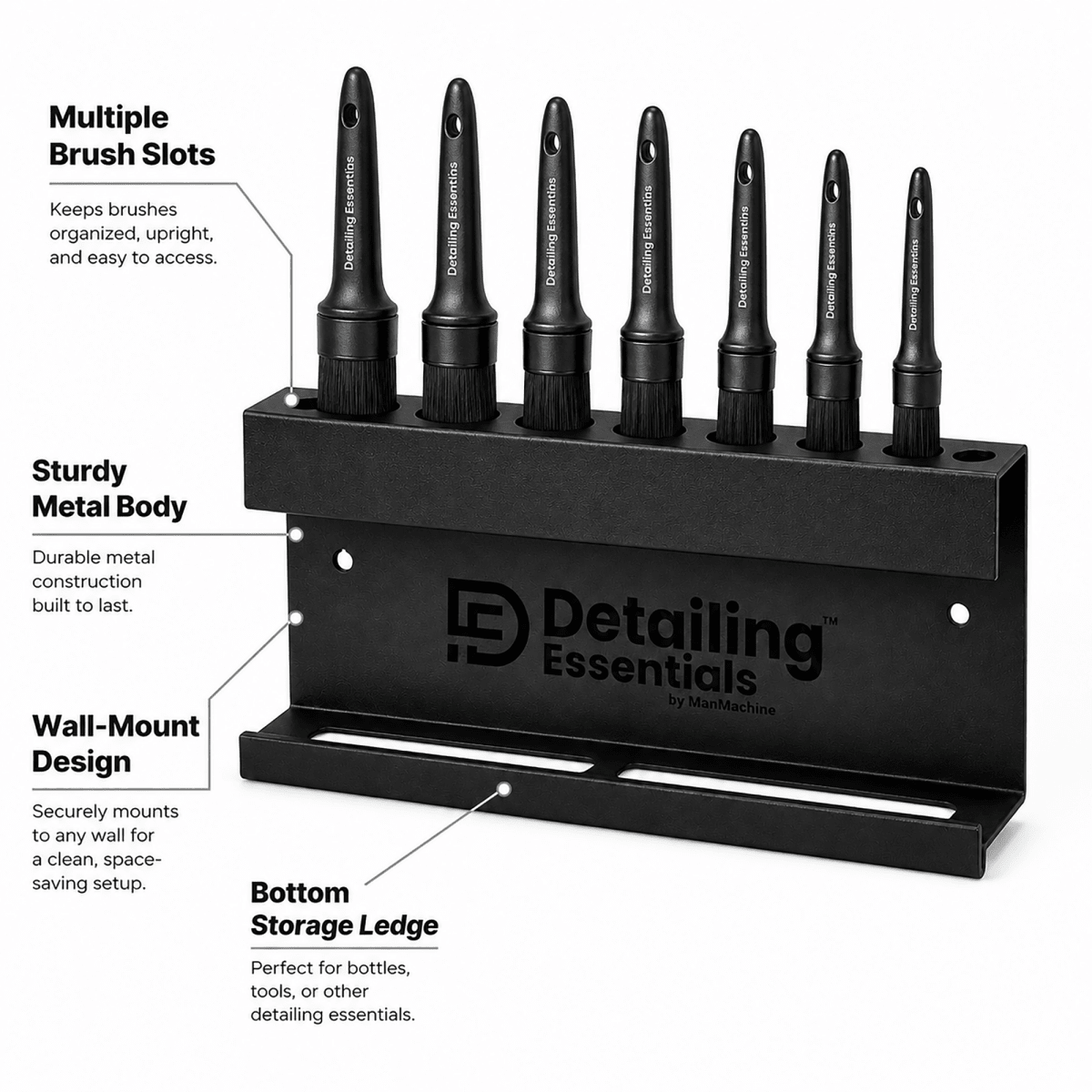 Detailing Essentials Brush & Bottle Holder | Wall Mounted Detailing Organizer - Detailing Essentials
