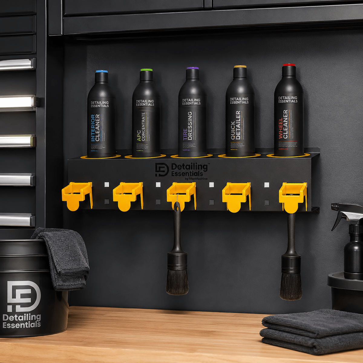 Detailing Essentials Compound Bottle Holder | Wall Mounted Polish Bottle Organizer - Detailing Essentials