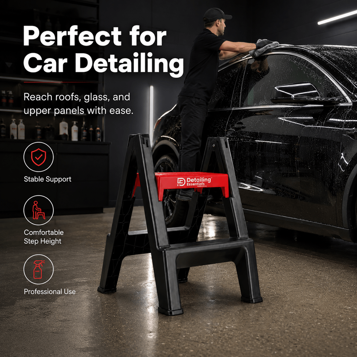 Detailing Essentials Detailing Ladder | Professional Car Wash Step Ladder - Detailing Essentials
