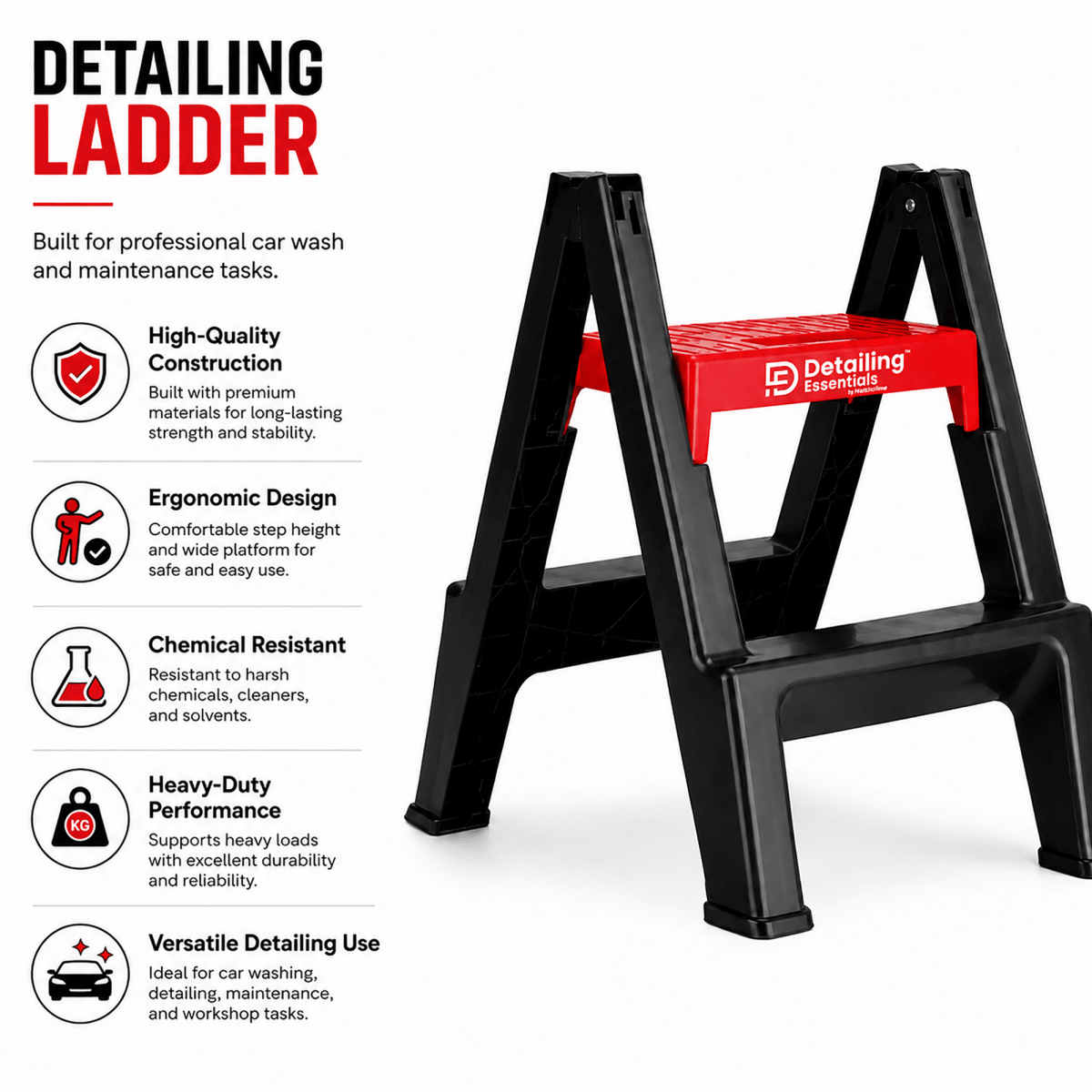 Detailing Essentials Detailing Ladder | Professional Car Wash Step Ladder - Detailing Essentials
