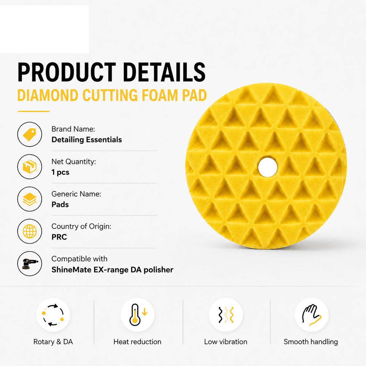 Detailing Essentials Diamond Cut Foam Pad Cutting | Heavy Cut Paint Correction Pad - Detailing Essentials