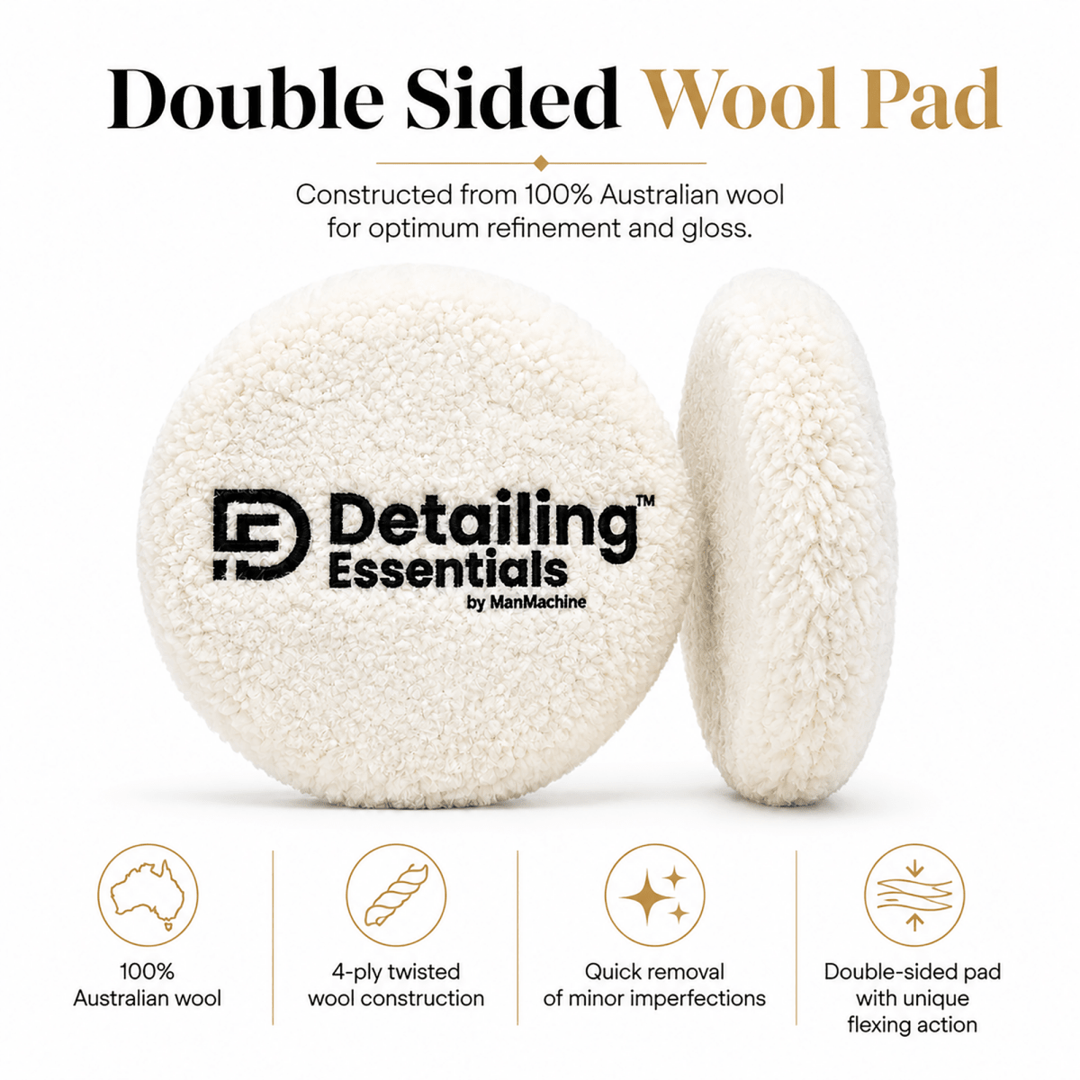 Detailing Essentials Double Sided Wool Pad | Heavy Cutting Buffing Pad - Detailing Essentials