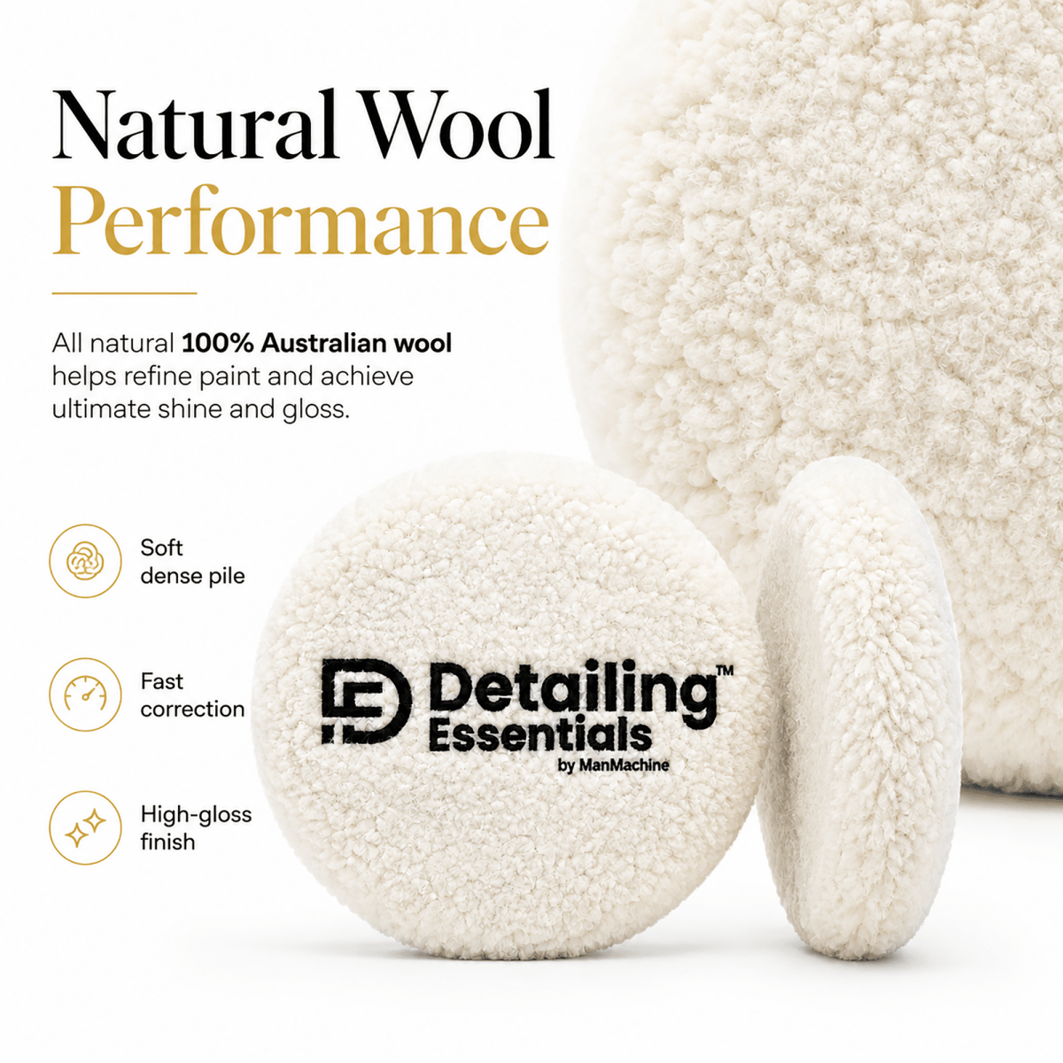 Detailing Essentials Double Sided Wool Pad | Heavy Cutting Buffing Pad - Detailing Essentials
