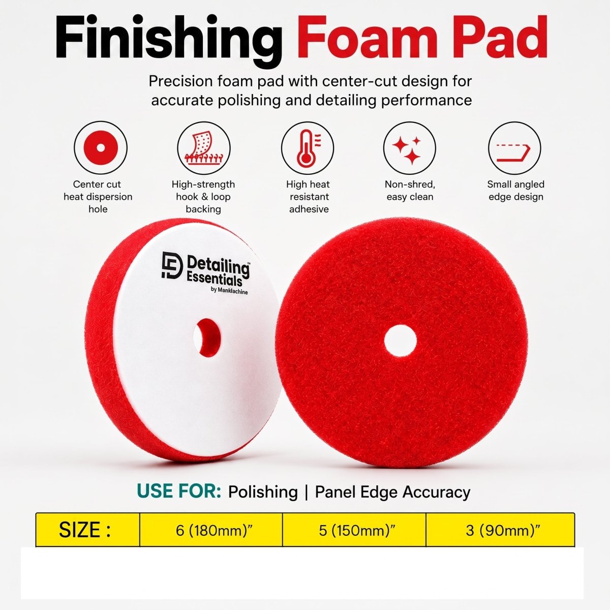Detailing Essentials Flat Foam Pad Finishing | Ultra Soft Final Finish Pad - Detailing Essentials