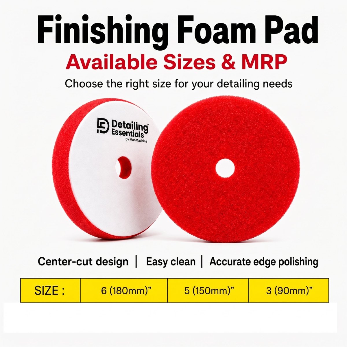 Detailing Essentials Flat Foam Pad Finishing | Ultra Soft Final Finish Pad - Detailing Essentials