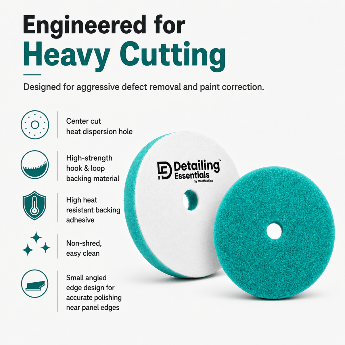 Detailing Essentials Flat Foam Pad Heavy Cutting | Car Paint Correction Pad - Detailing Essentials