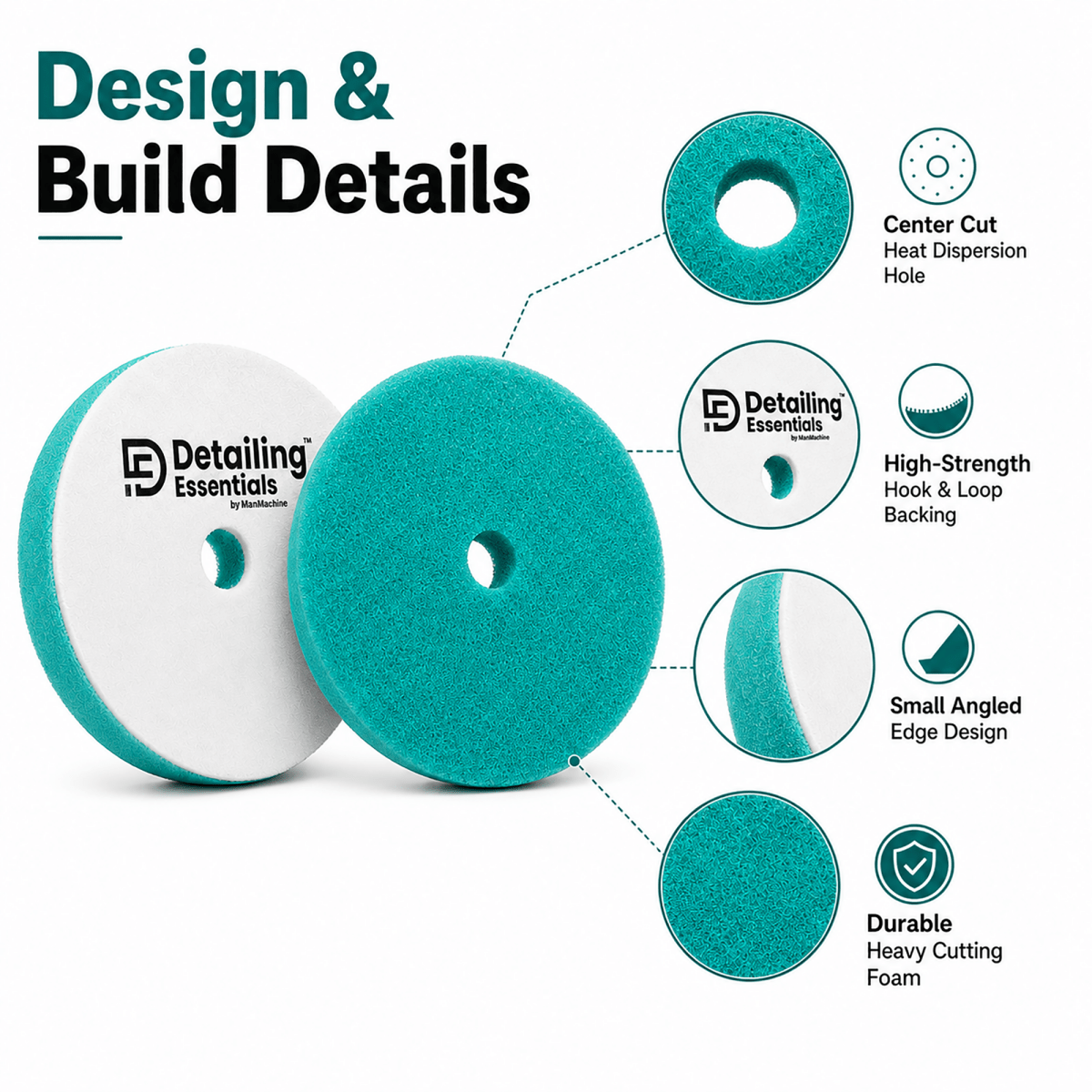 Detailing Essentials Flat Foam Pad Heavy Cutting | Car Paint Correction Pad - Detailing Essentials
