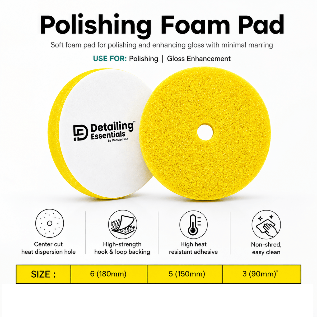 Detailing Essentials Flat Foam Pad Polishing | Gloss Enhancement Pad - Detailing Essentials