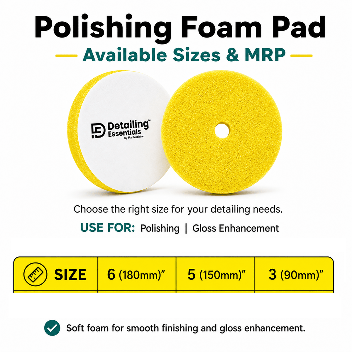 Detailing Essentials Flat Foam Pad Polishing | Gloss Enhancement Pad - Detailing Essentials