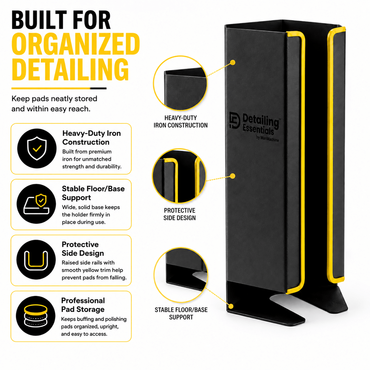 Detailing Essentials Pad Holder | Wall Mounted Polishing Pad Organizer - Detailing Essentials