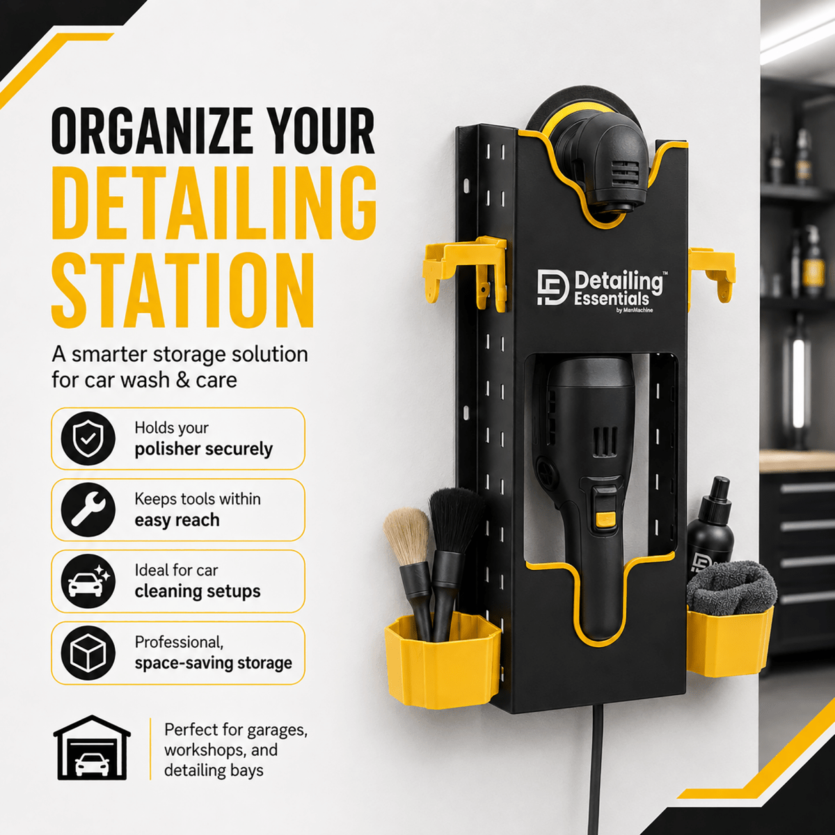 Detailing Essentials Polisher Holder | Wall Mounted Machine Holder - Detailing Essentials