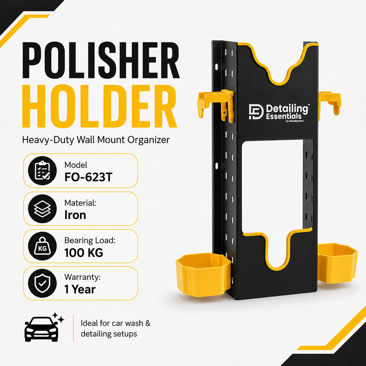 Detailing Essentials Polisher Holder | Wall Mounted Machine Holder - Detailing Essentials