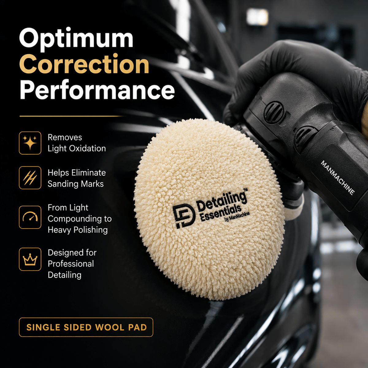 Detailing Essentials Single Sided Wool Pad | Heavy Cut Polishing Pad - Detailing Essentials